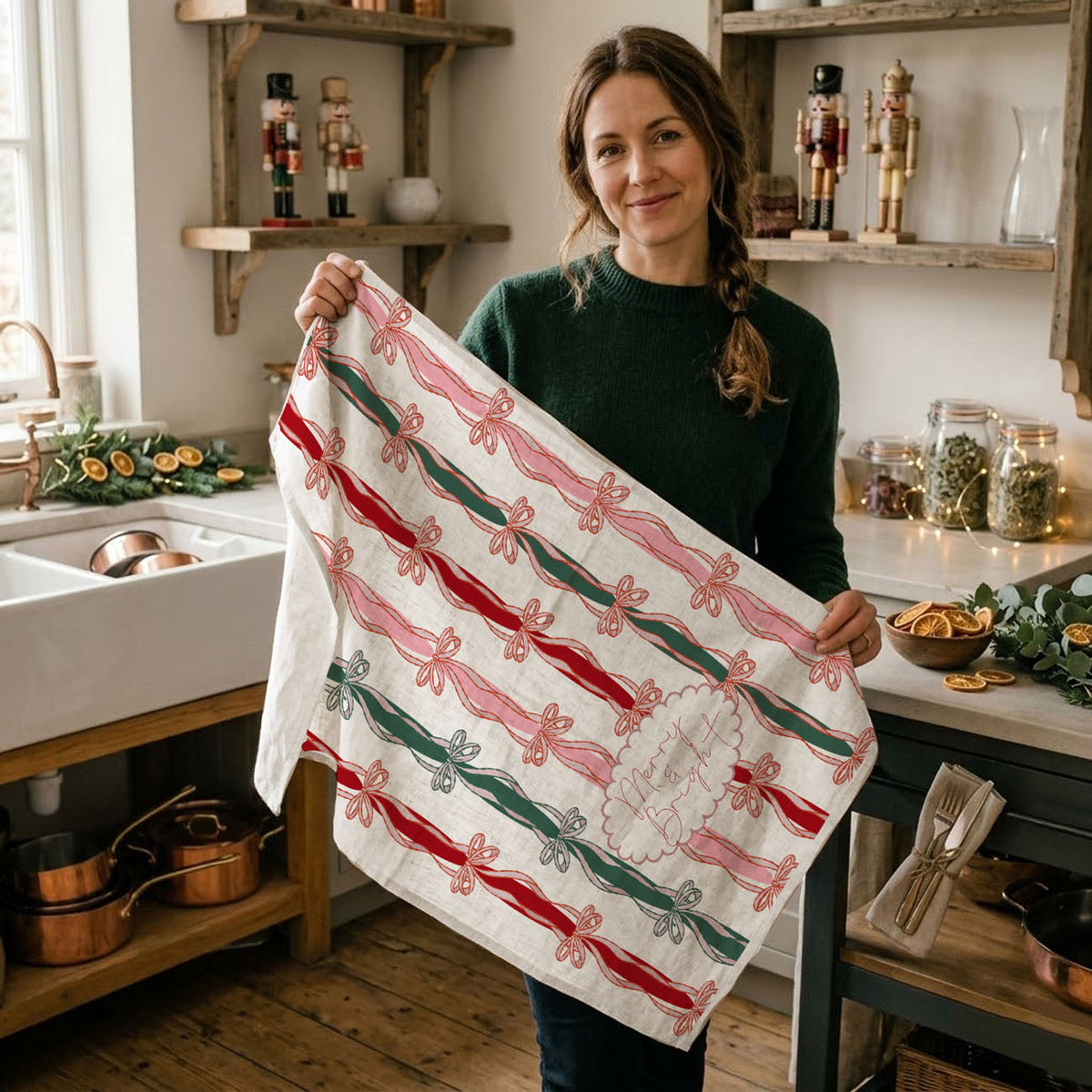 Merry & Bright Coquette Christmas Kitchen Towel
