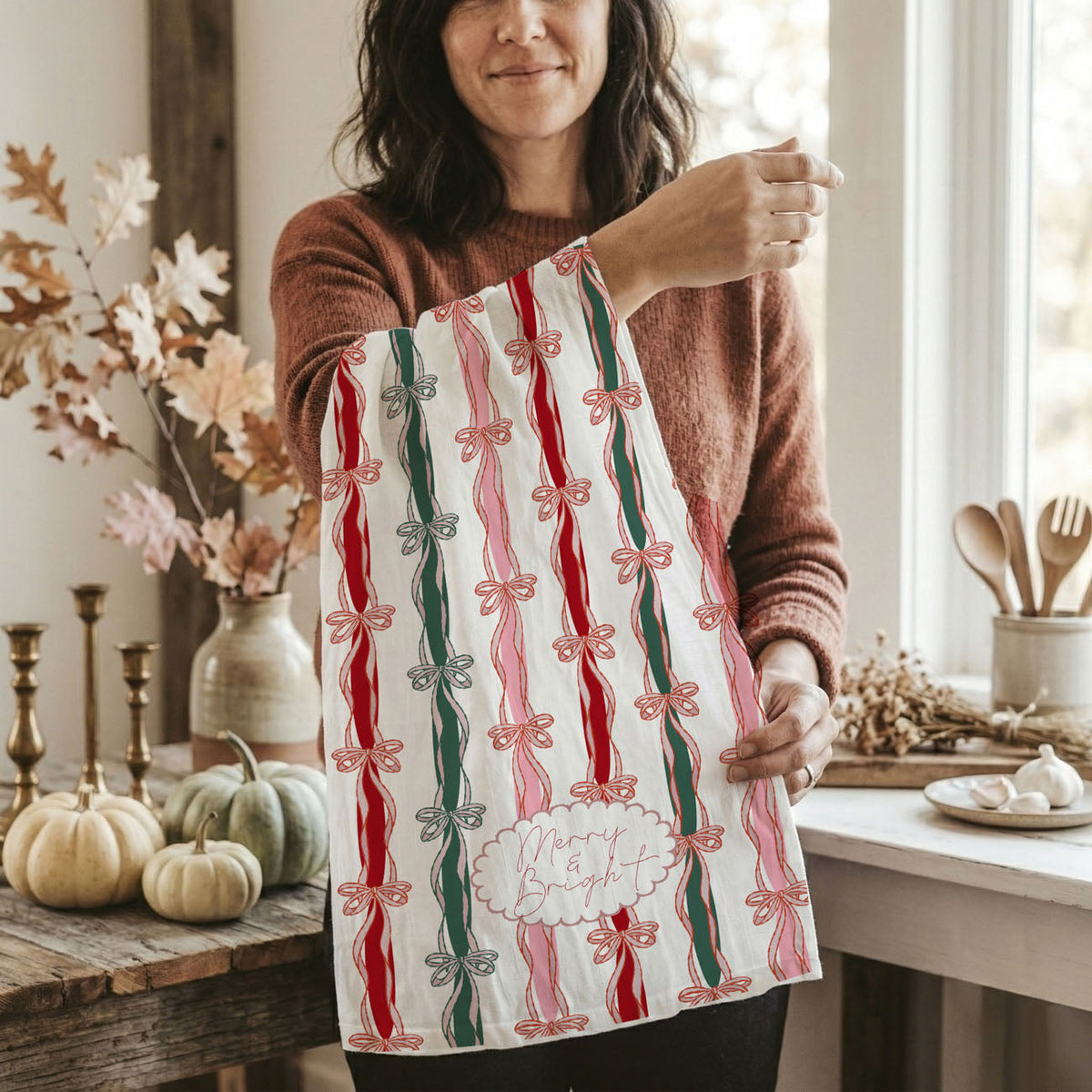 Merry & Bright Coquette Christmas Kitchen Towel