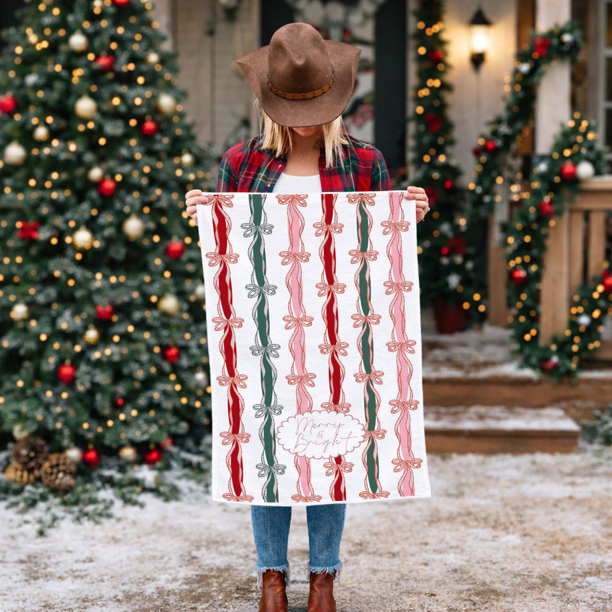 Merry & Bright Coquette Christmas Kitchen Towel
