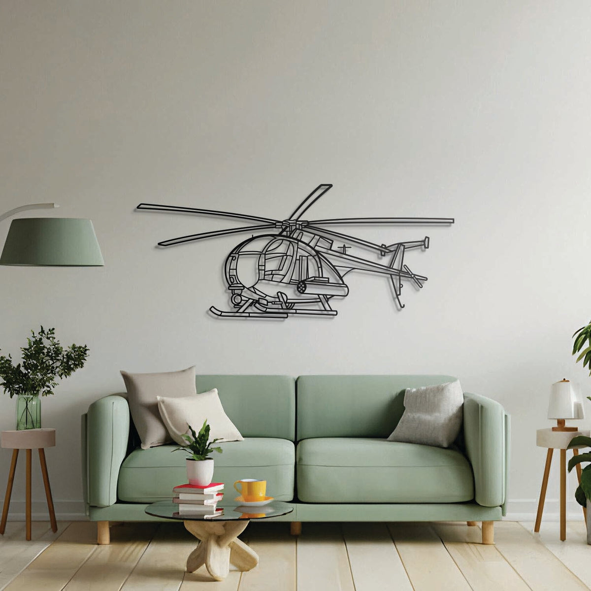 MH-6 Little Bird Angle Metal Aircraft Wall Art - NCP0482