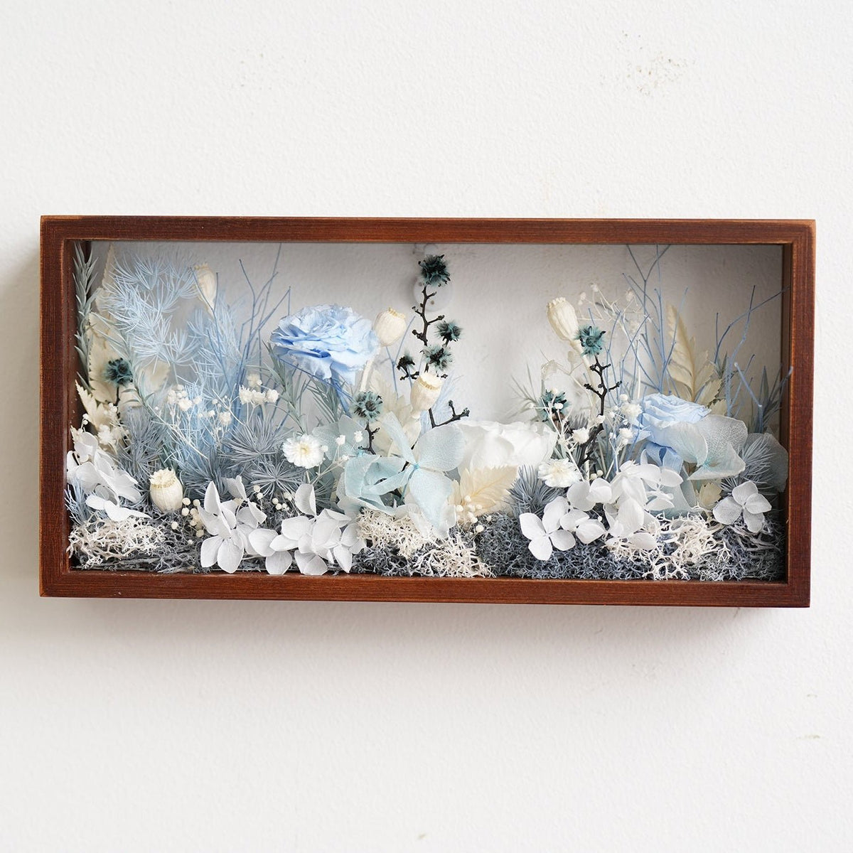 "Micro Landscape Frame" - Real Preserved Flower Mini Garden Shadow Box (Panoramic Desk Decor)