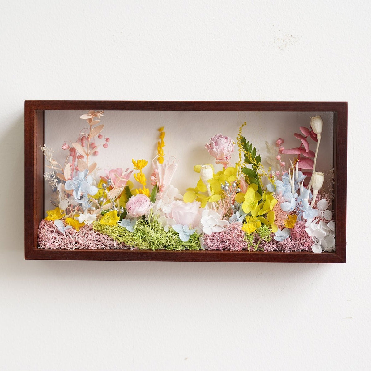 "Micro Landscape Frame" - Real Preserved Flower Mini Garden Shadow Box (Panoramic Desk Decor)