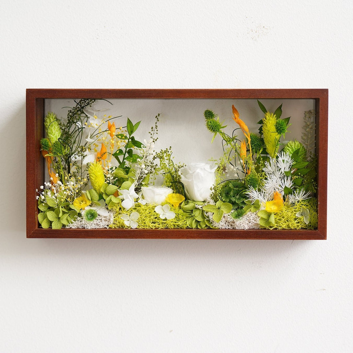 "Micro Landscape Frame" - Real Preserved Flower Mini Garden Shadow Box (Panoramic Desk Decor)