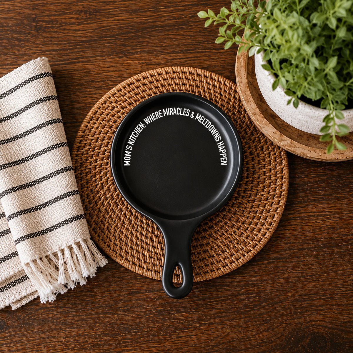 Mom's Kitchen Porcelain Spoon Rest with Optional Wooden Spoon