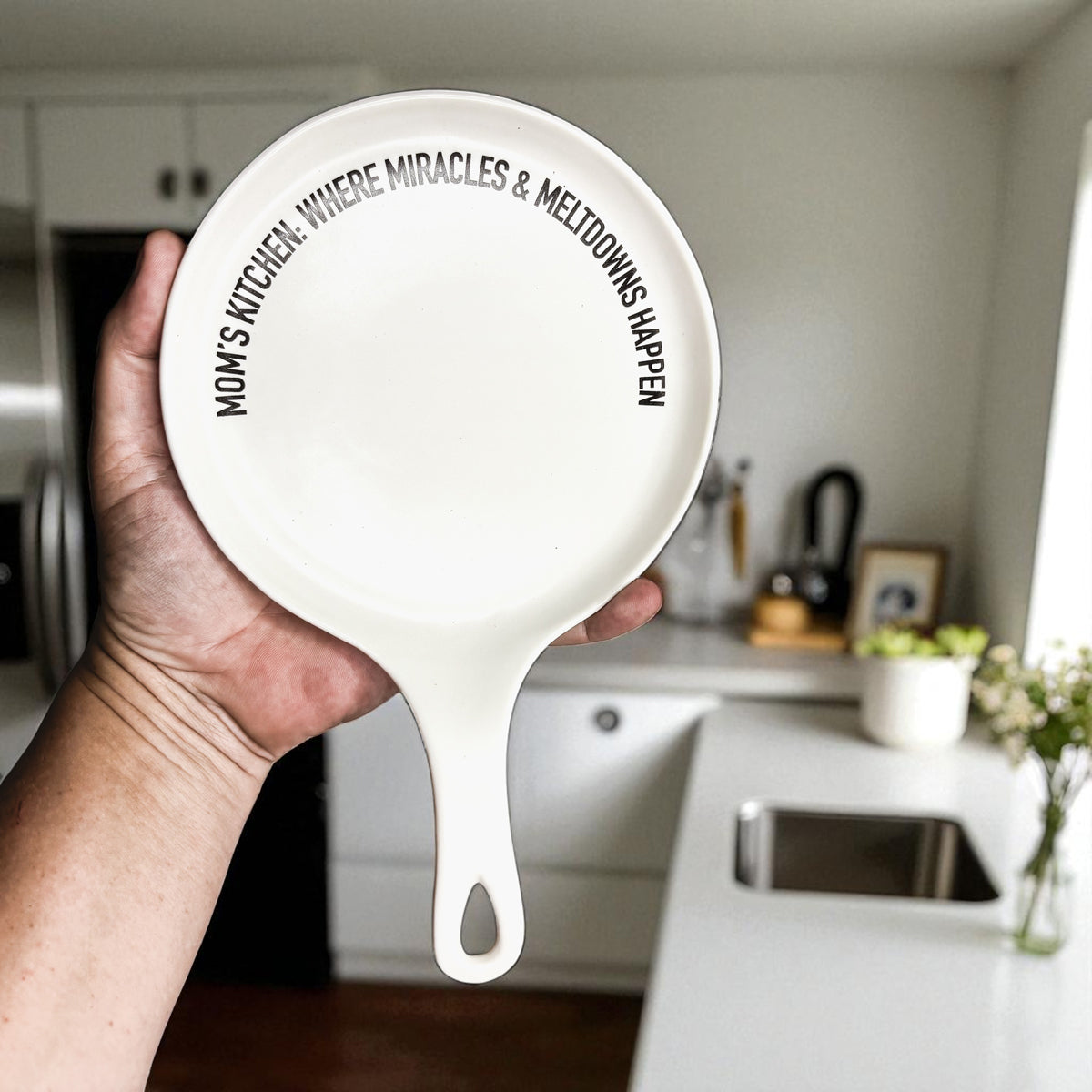 Mom's Kitchen Porcelain Spoon Rest with Optional Wooden Spoon