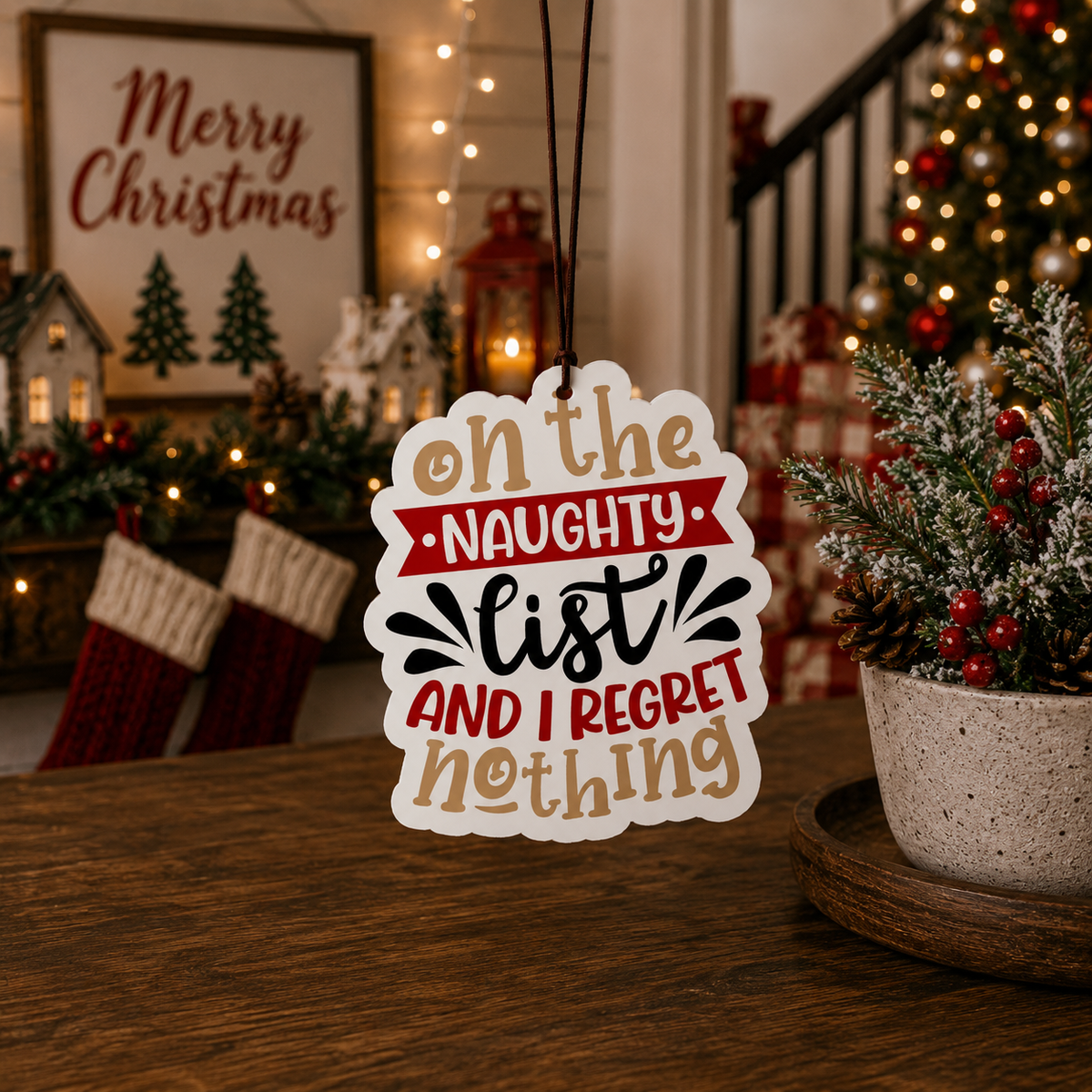 Naughty List & No Regrets Christmas Car Air Freshener