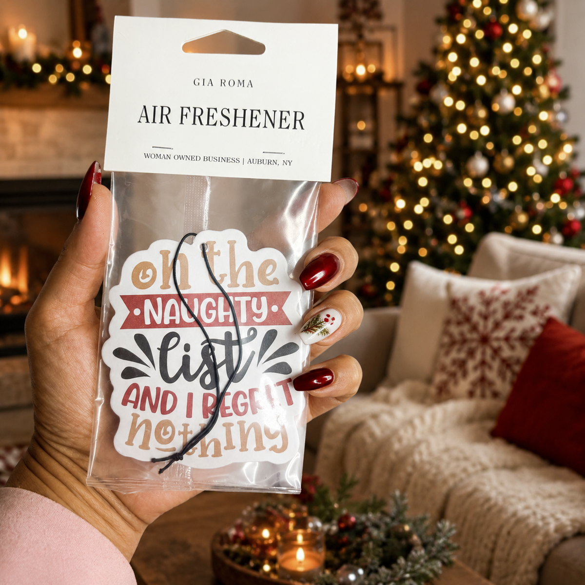 Naughty List & No Regrets Christmas Car Air Freshener
