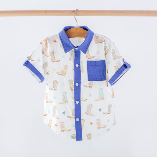 Giddy Up Organic Cotton Boys’ Collared Shirt
