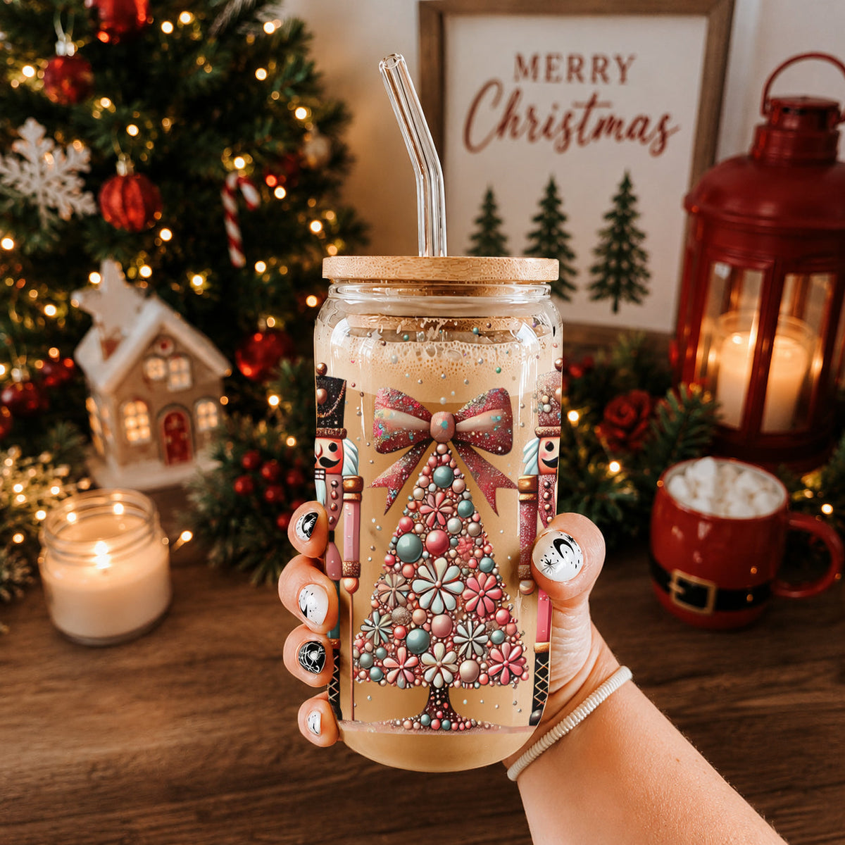 Vintage Nutcracker Christmas 17 oz Glass Tumbler