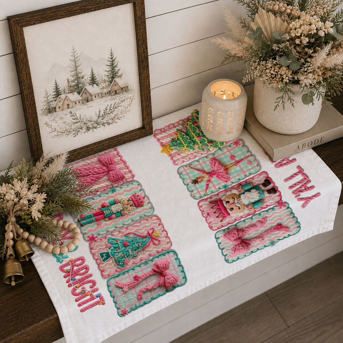 Y’all Are Nuts Pink Nutcracker Christmas Kitchen Towel