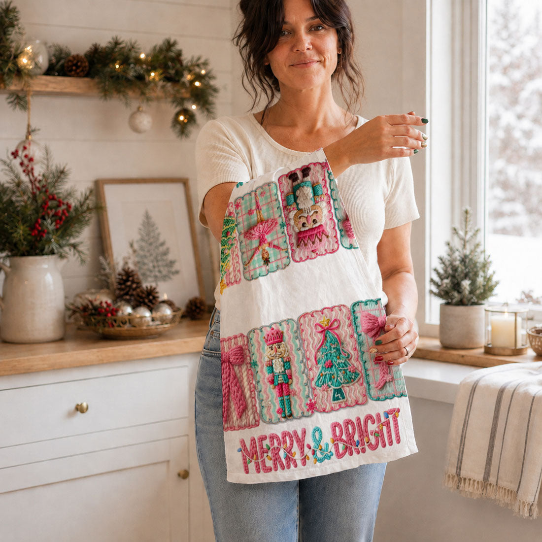 Y’all Are Nuts Pink Nutcracker Christmas Kitchen Towel