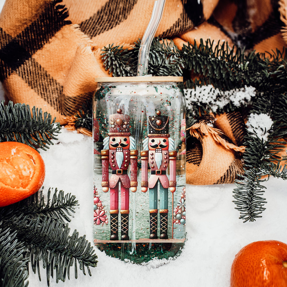 Vintage Nutcracker Christmas 17 oz Glass Tumbler