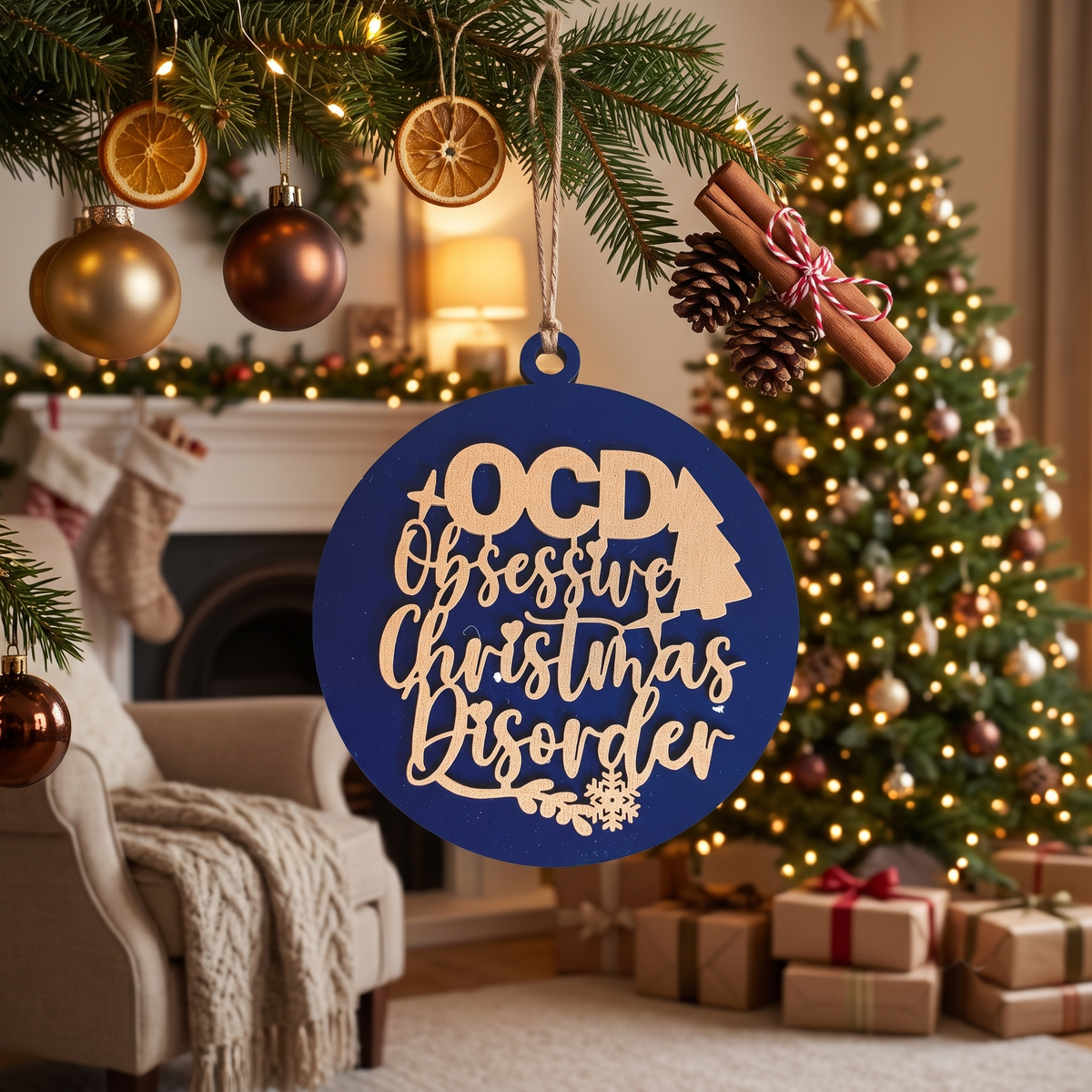 Obsessive Christmas Disorder Wooden Ornament | 12 Colors