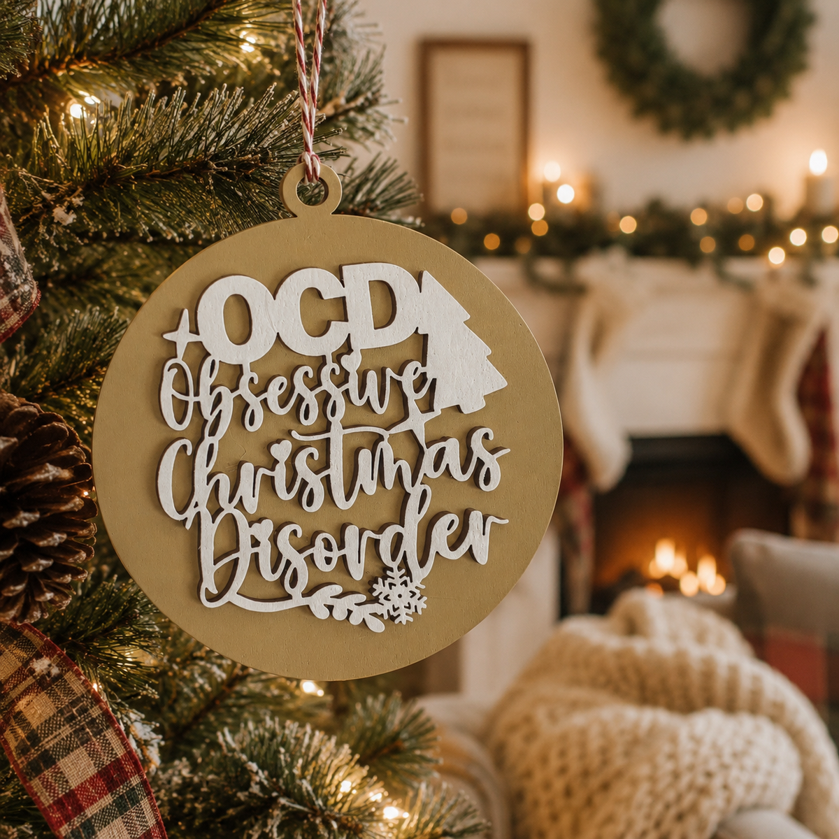 Obsessive Christmas Disorder Wooden Ornament | 12 Colors