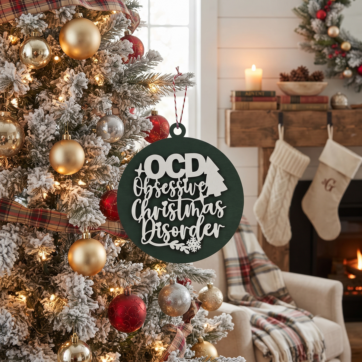Obsessive Christmas Disorder Wooden Ornament | 12 Colors