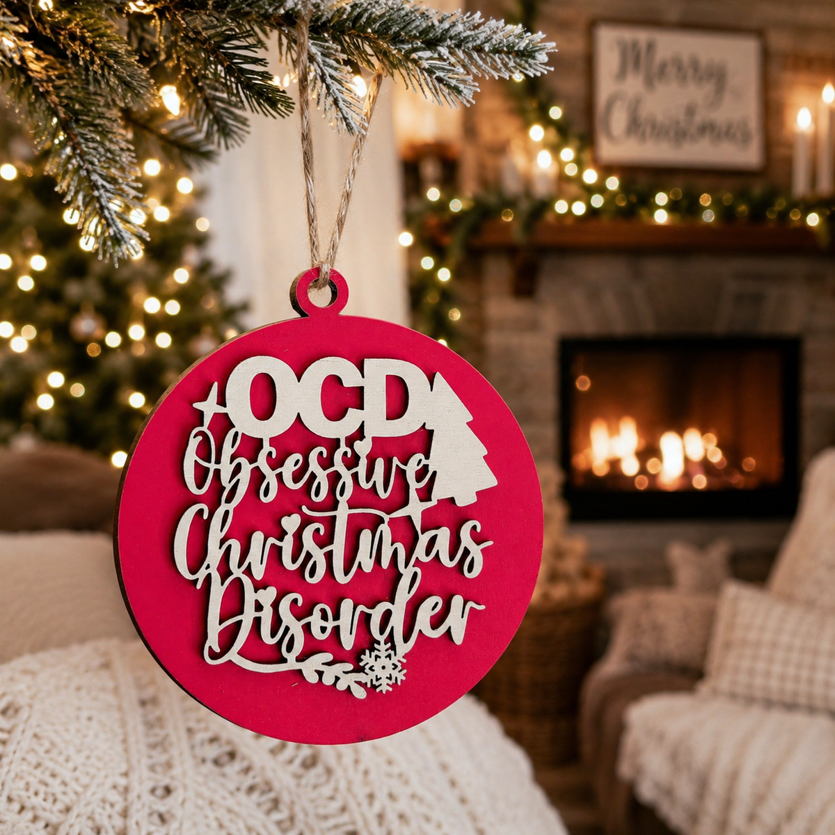 Obsessive Christmas Disorder Wooden Ornament | 12 Colors