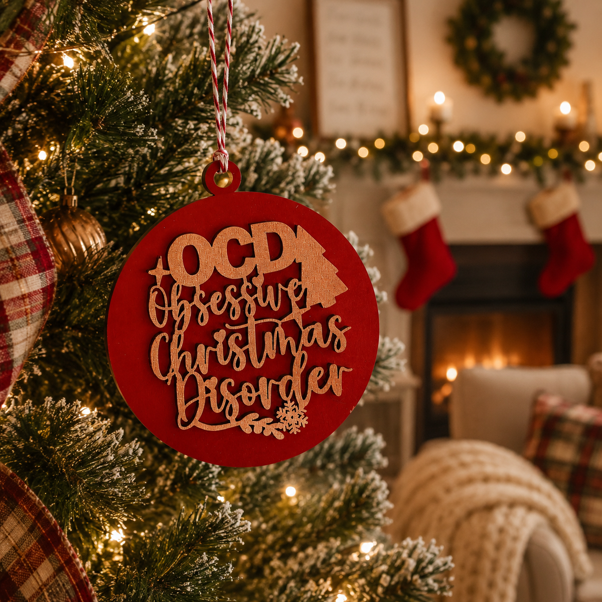 Obsessive Christmas Disorder Wooden Ornament | 12 Colors
