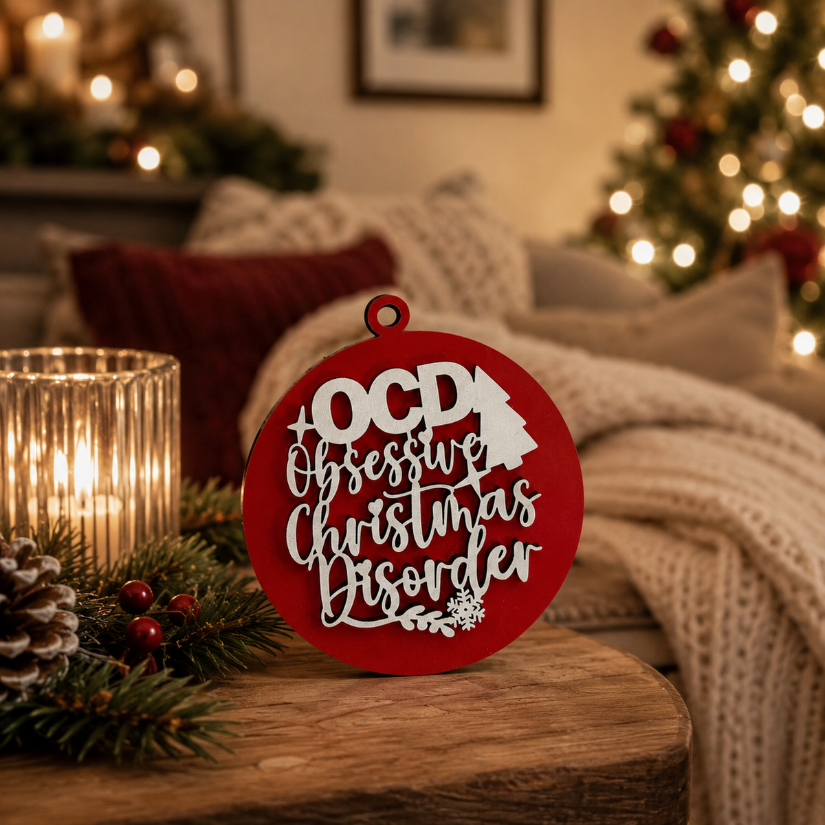 Obsessive Christmas Disorder Wooden Ornament | 12 Colors