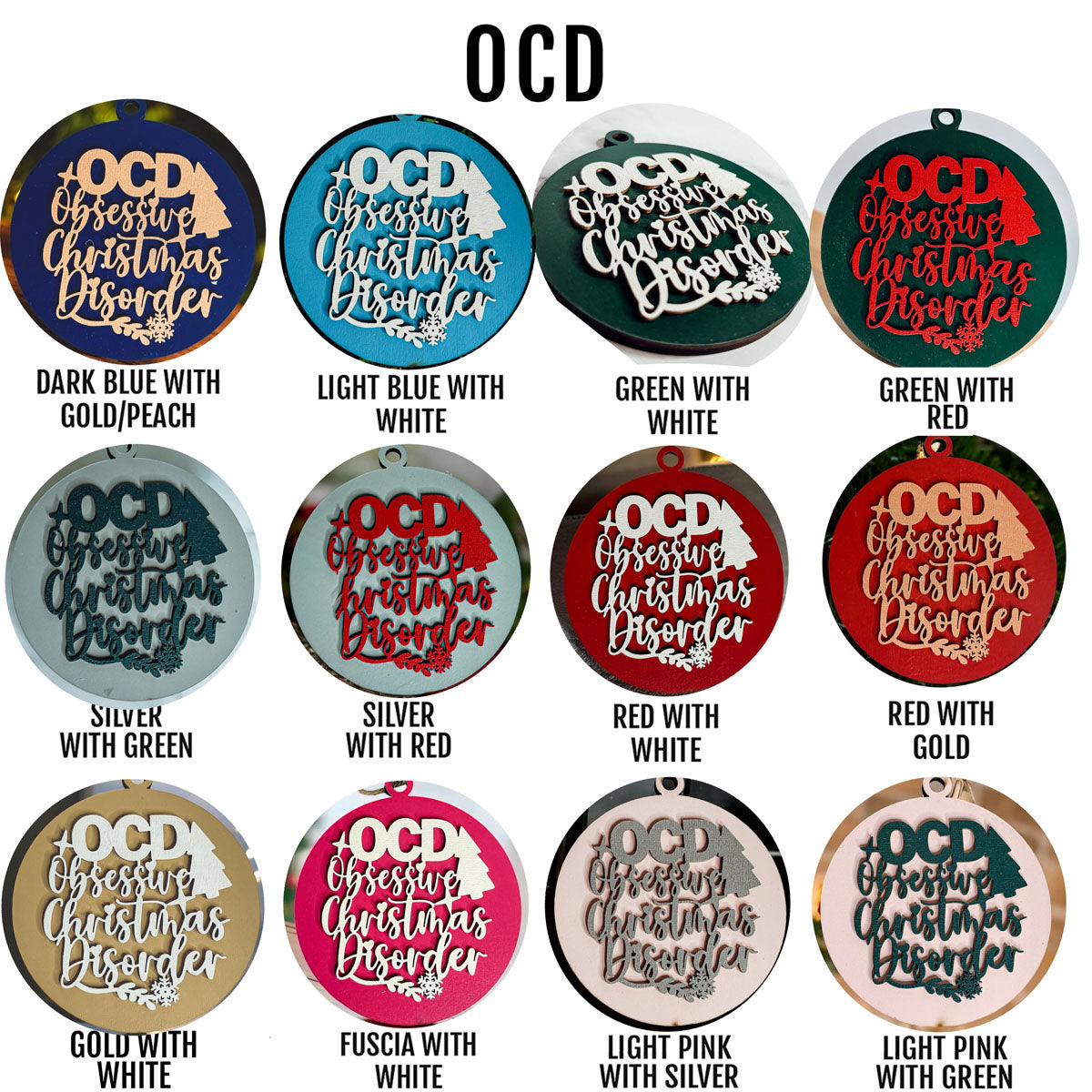 Obsessive Christmas Disorder Wooden Ornament | 12 Colors