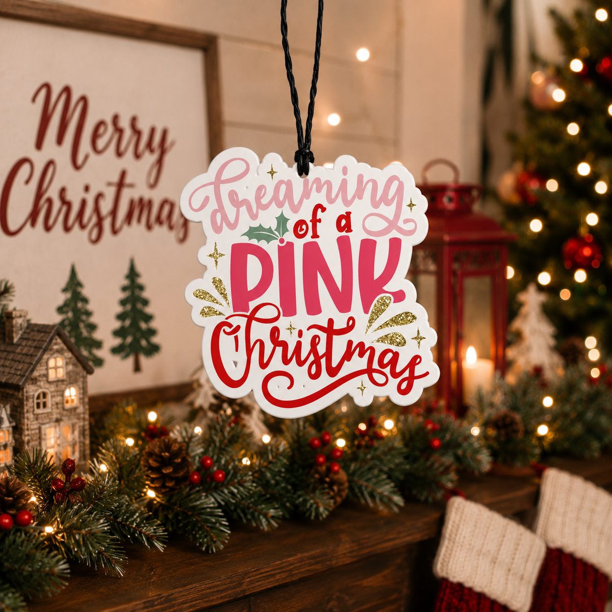 Dreaming of a Pink Christmas Car Air Freshener