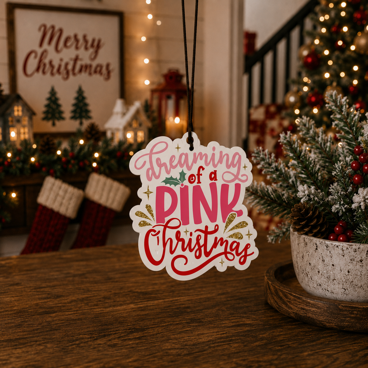 Dreaming of a Pink Christmas Car Air Freshener