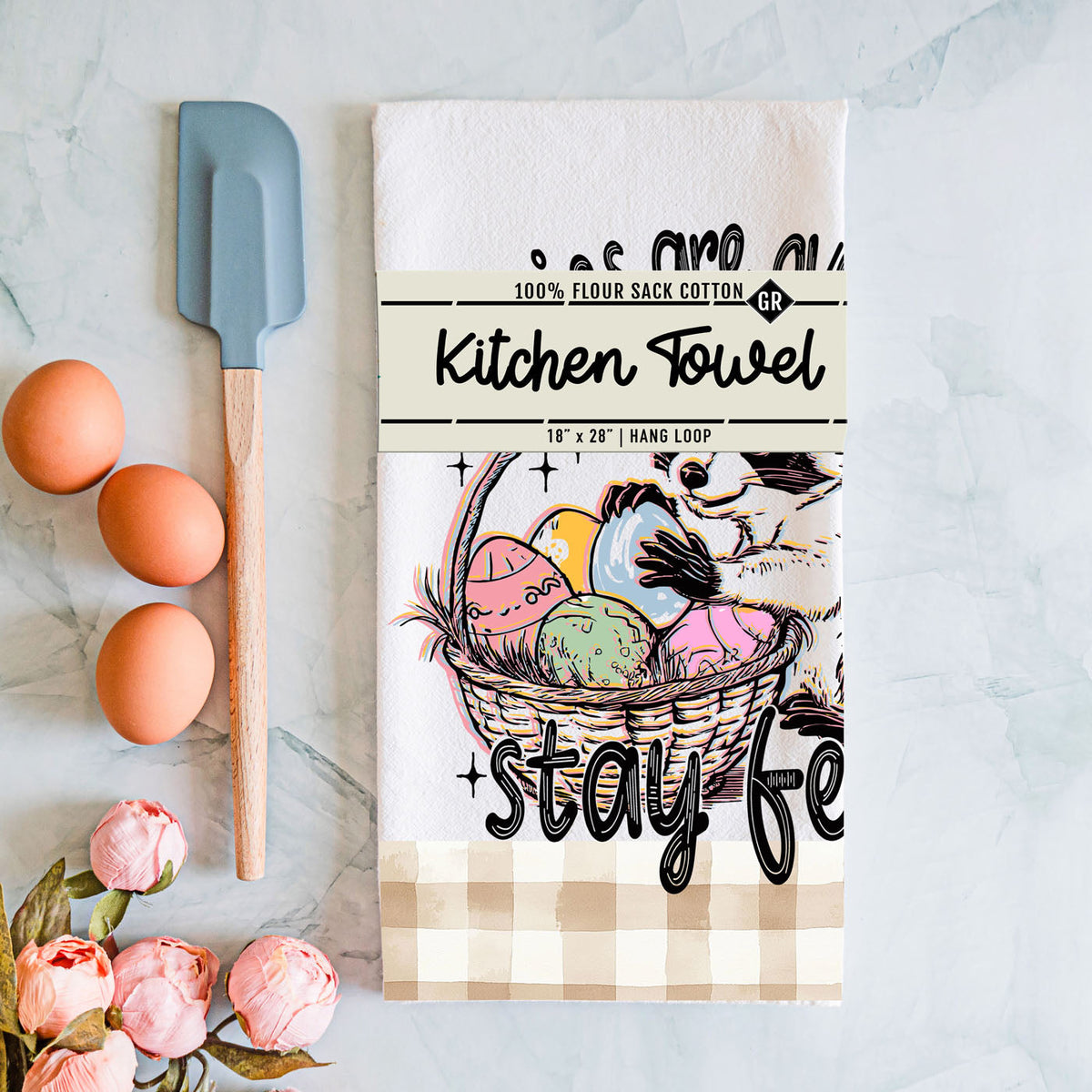 Bunnies Are Overrated Stay Feral Easter Kitchen Towel