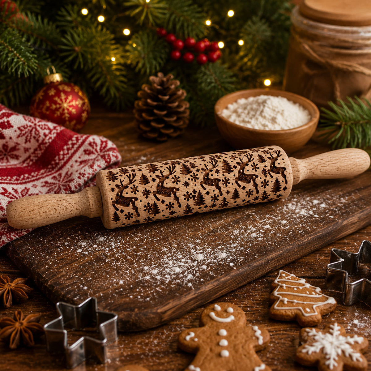 Embossed Christmas Rolling Pin | 10 Designs