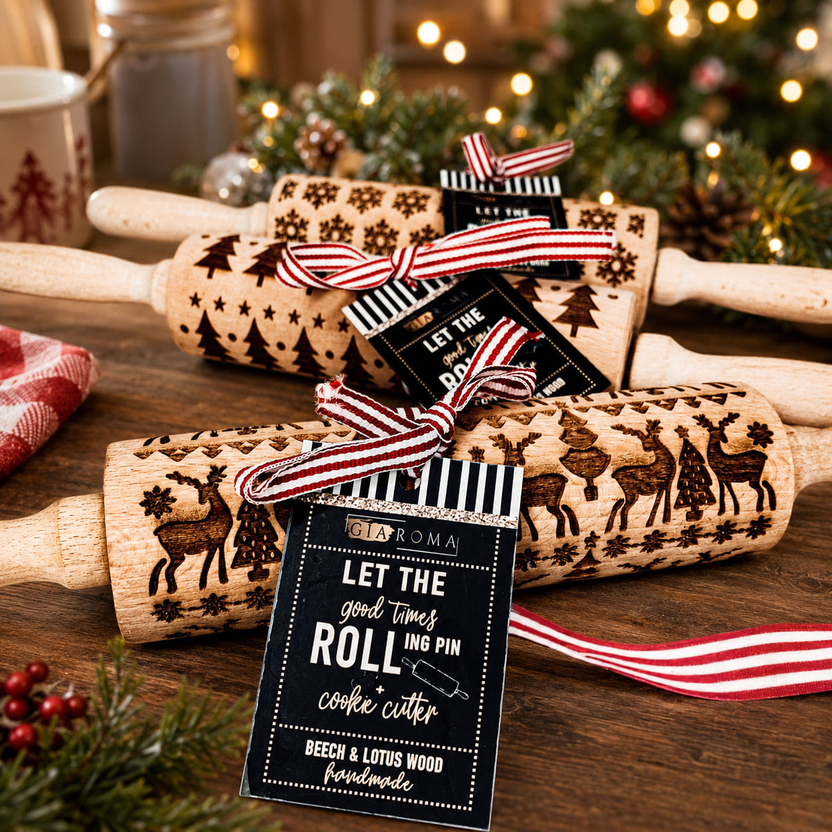 Embossed Christmas Rolling Pin | 10 Designs