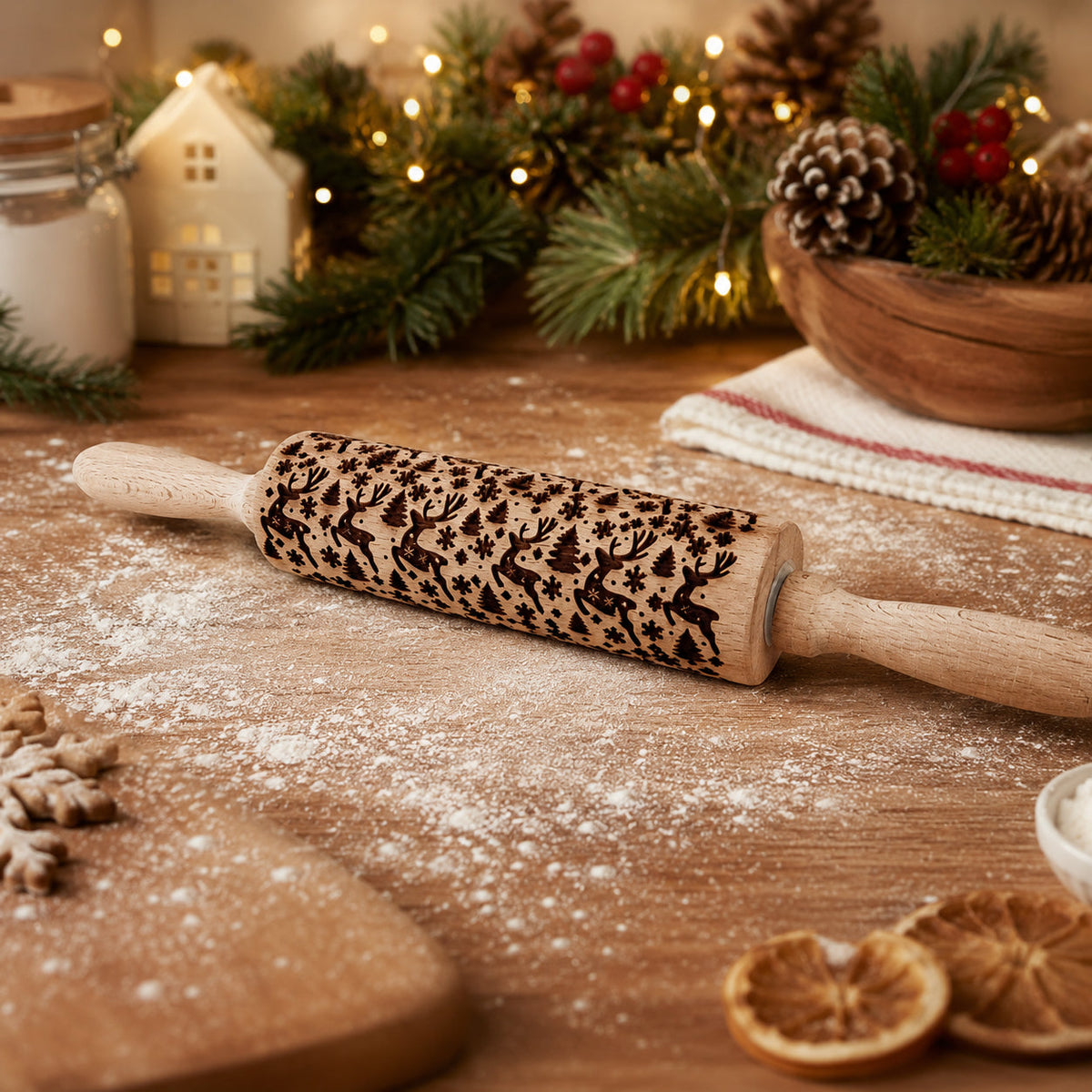 Embossed Christmas Rolling Pin | 10 Designs