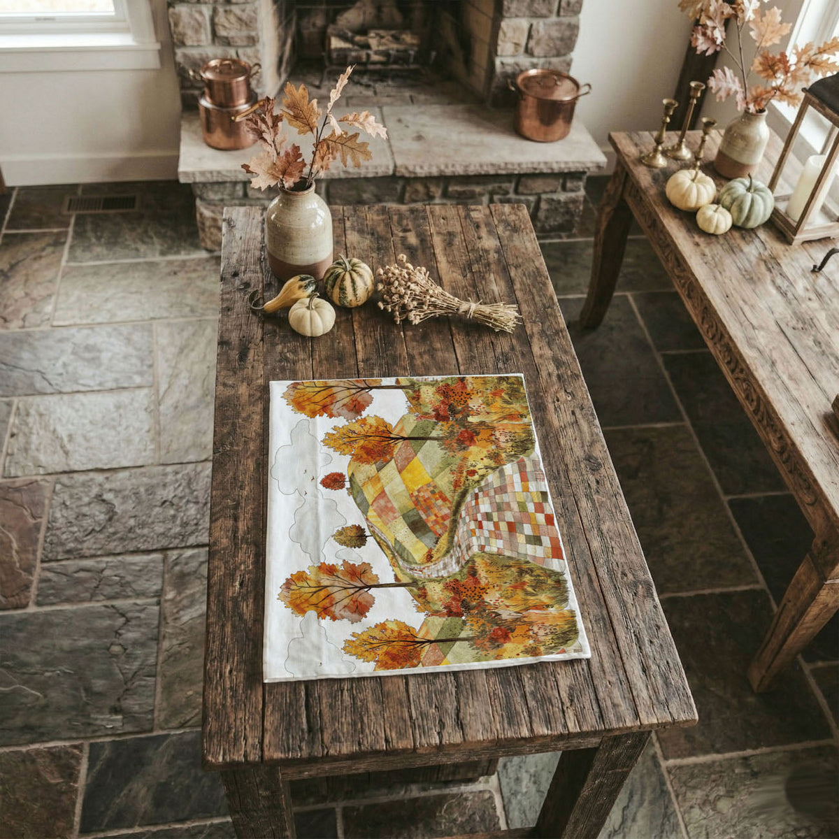 Patchwork Autumn Road Kitchen Towel