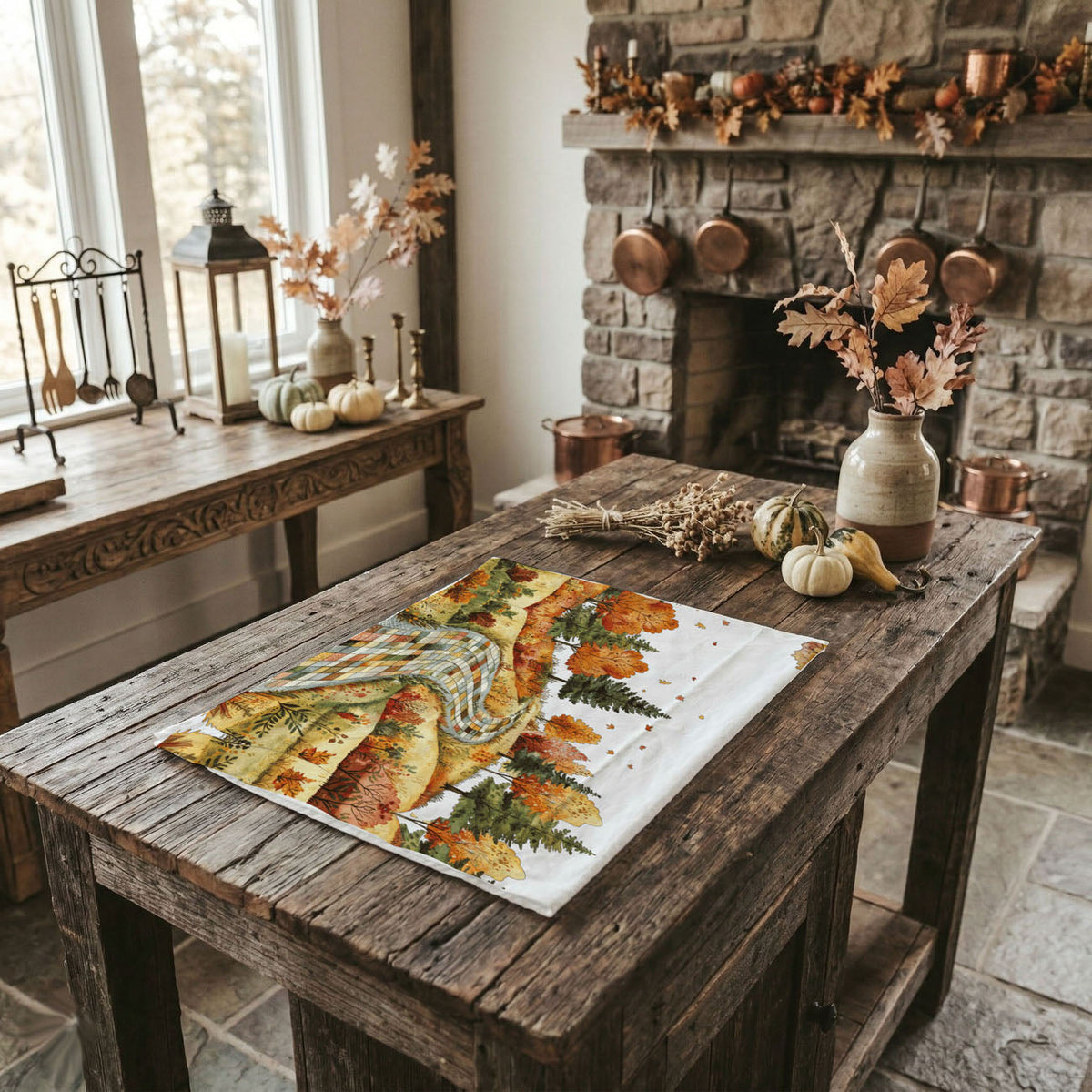 Patchwork Autumn Road Kitchen Towel