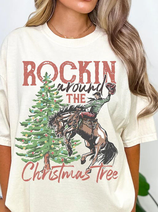 Cowboy Rockin Around the Christmas Tree Tee