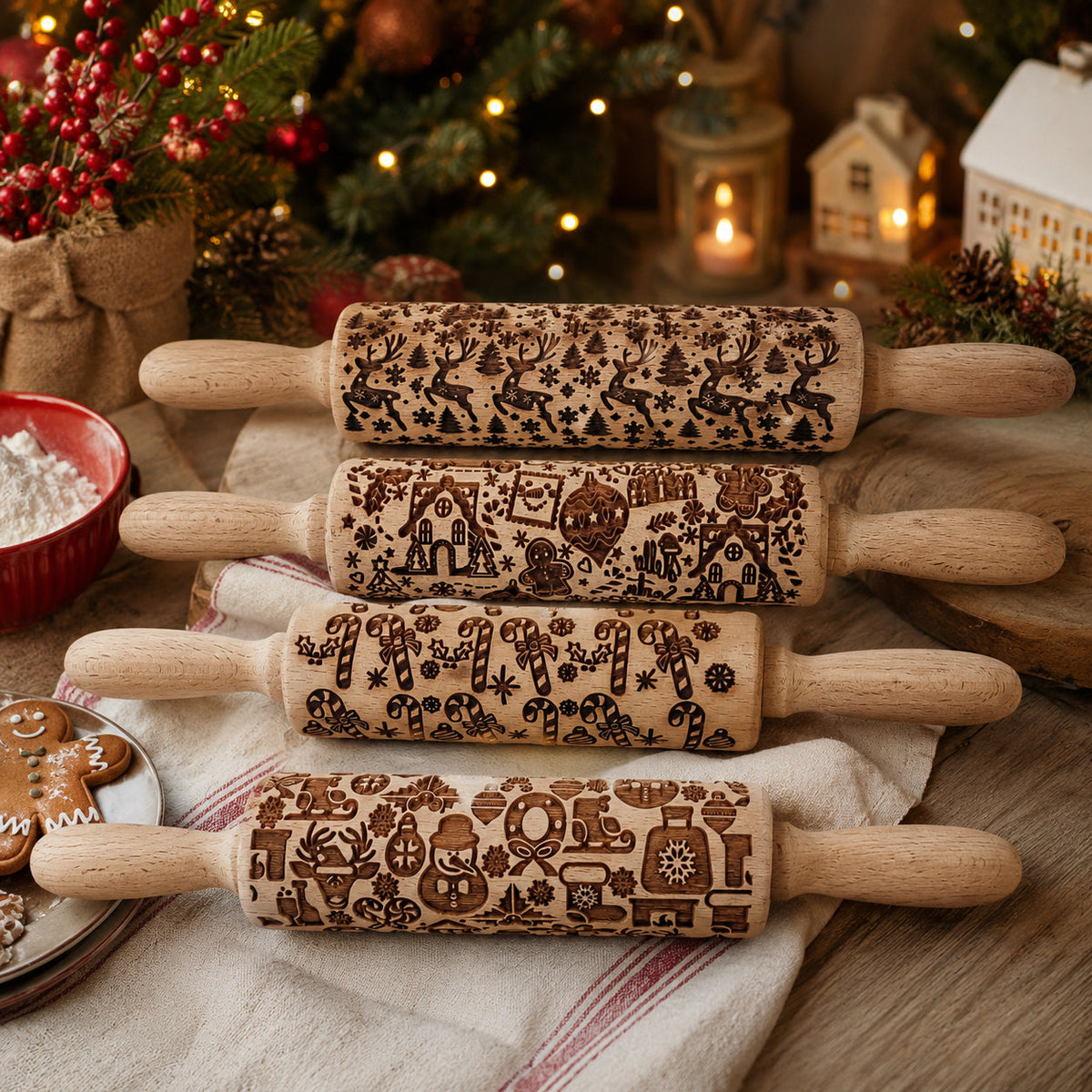 Embossed Christmas Rolling Pin | 10 Designs