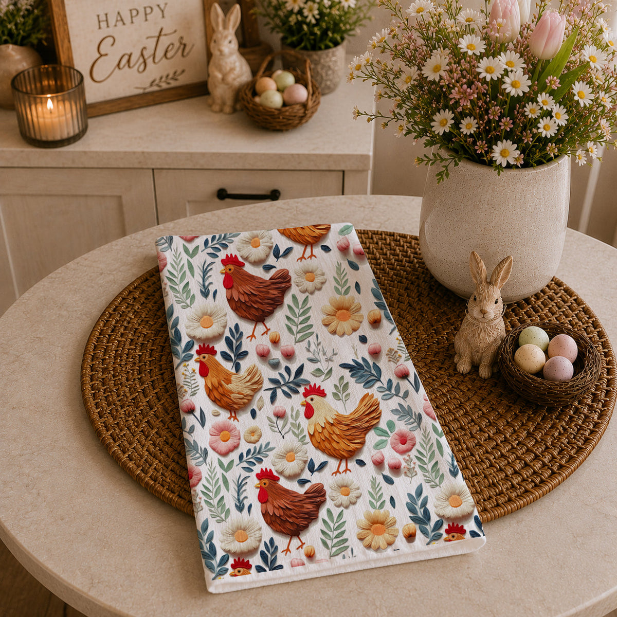 Petals & Peckers Chicken Kitchen Towel