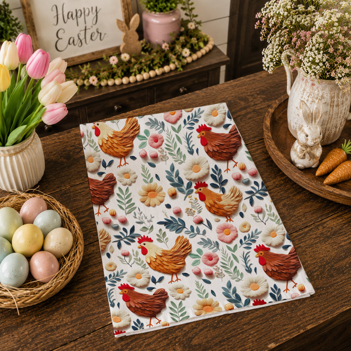 Petals & Peckers Chicken Kitchen Towel