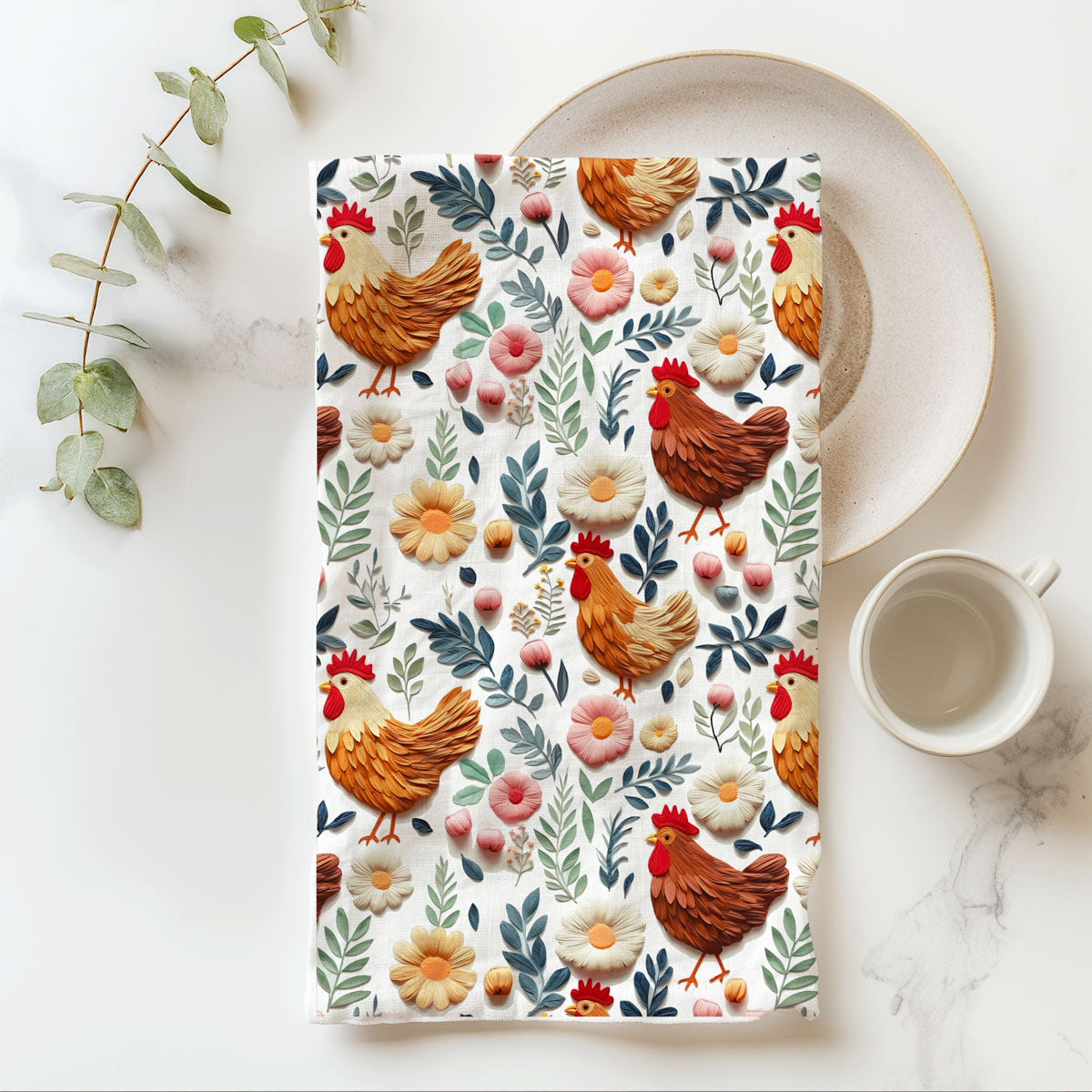 Petals & Peckers Chicken Kitchen Towel