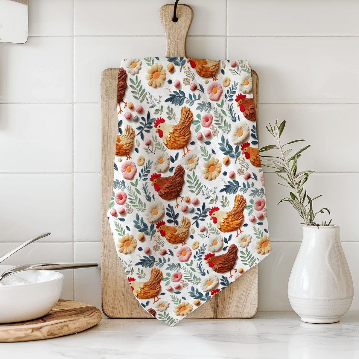 Petals & Peckers Chicken Kitchen Towel