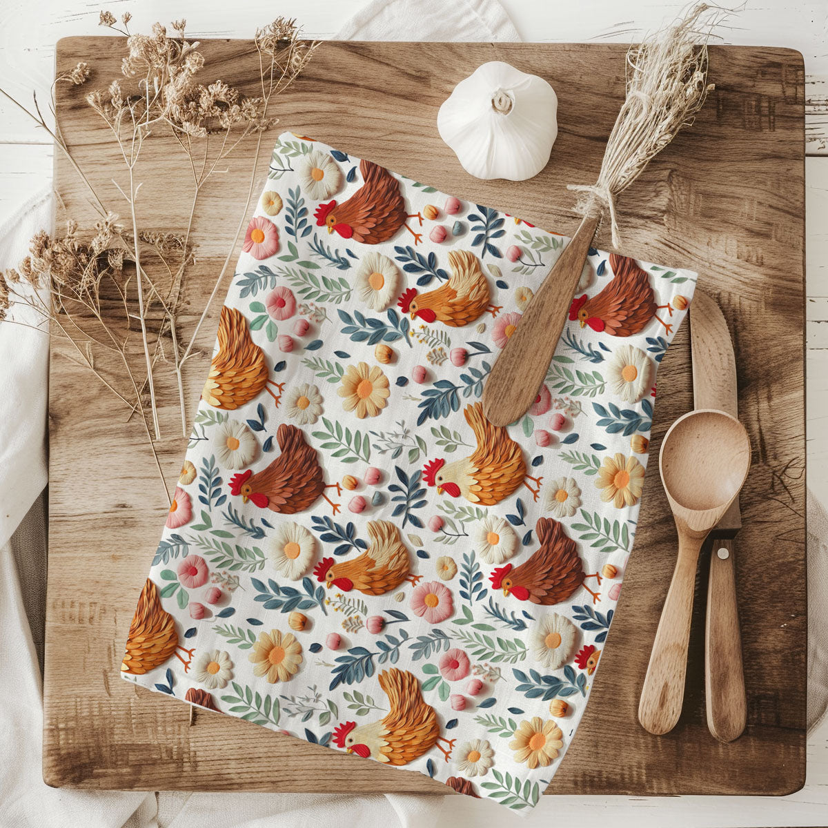 Petals & Peckers Chicken Kitchen Towel