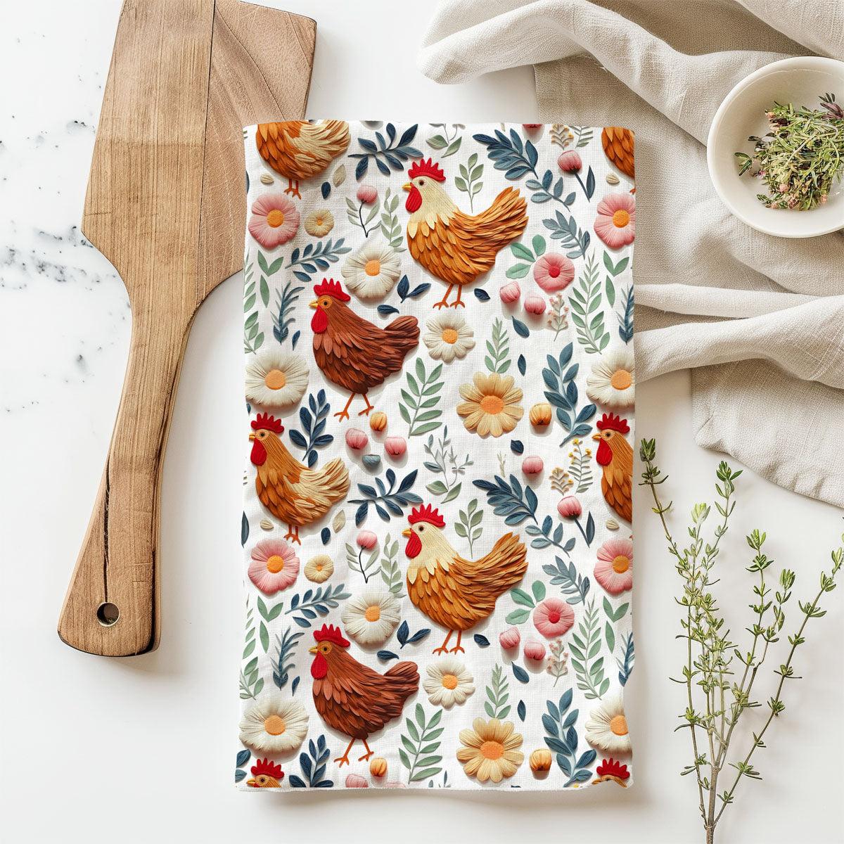 Petals & Peckers Chicken Kitchen Towel