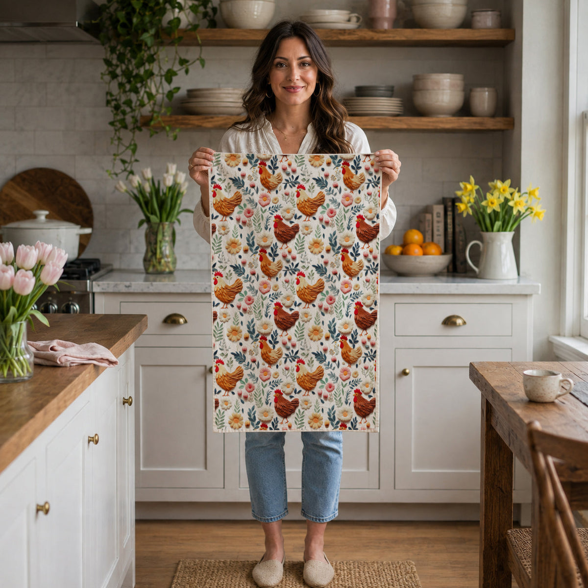 Petals & Peckers Chicken Kitchen Towel