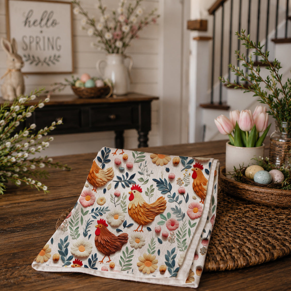 Petals & Peckers Chicken Kitchen Towel