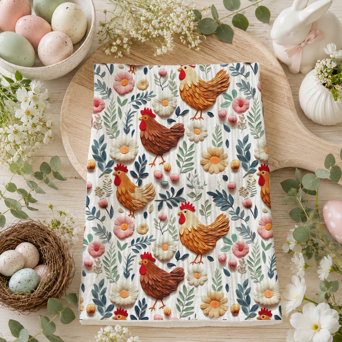 Petals & Peckers Chicken Kitchen Towel