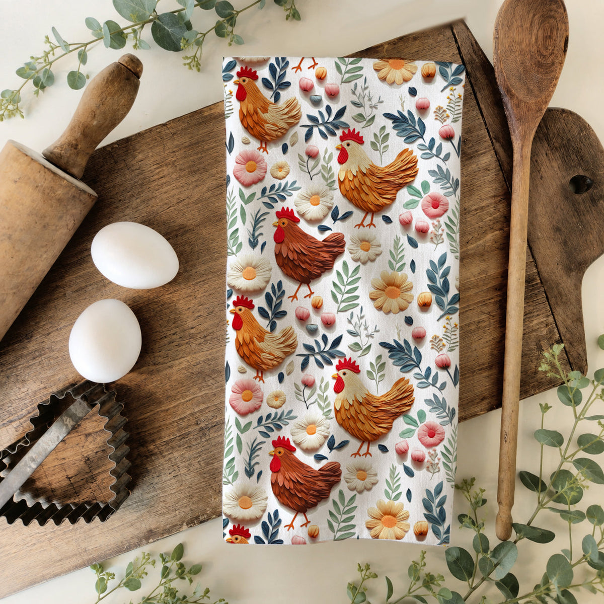 Petals & Peckers Chicken Kitchen Towel