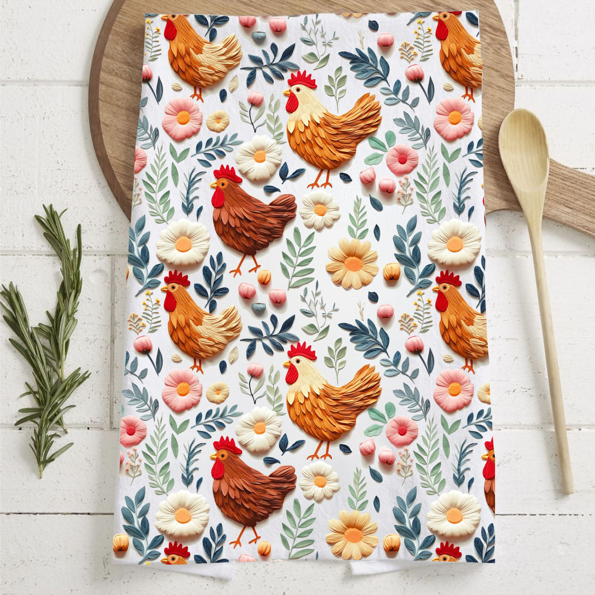 Petals & Peckers Chicken Kitchen Towel