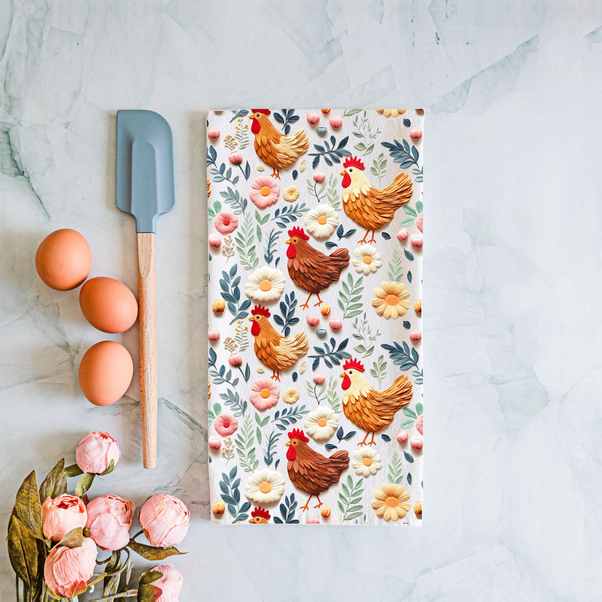 Petals & Peckers Chicken Kitchen Towel