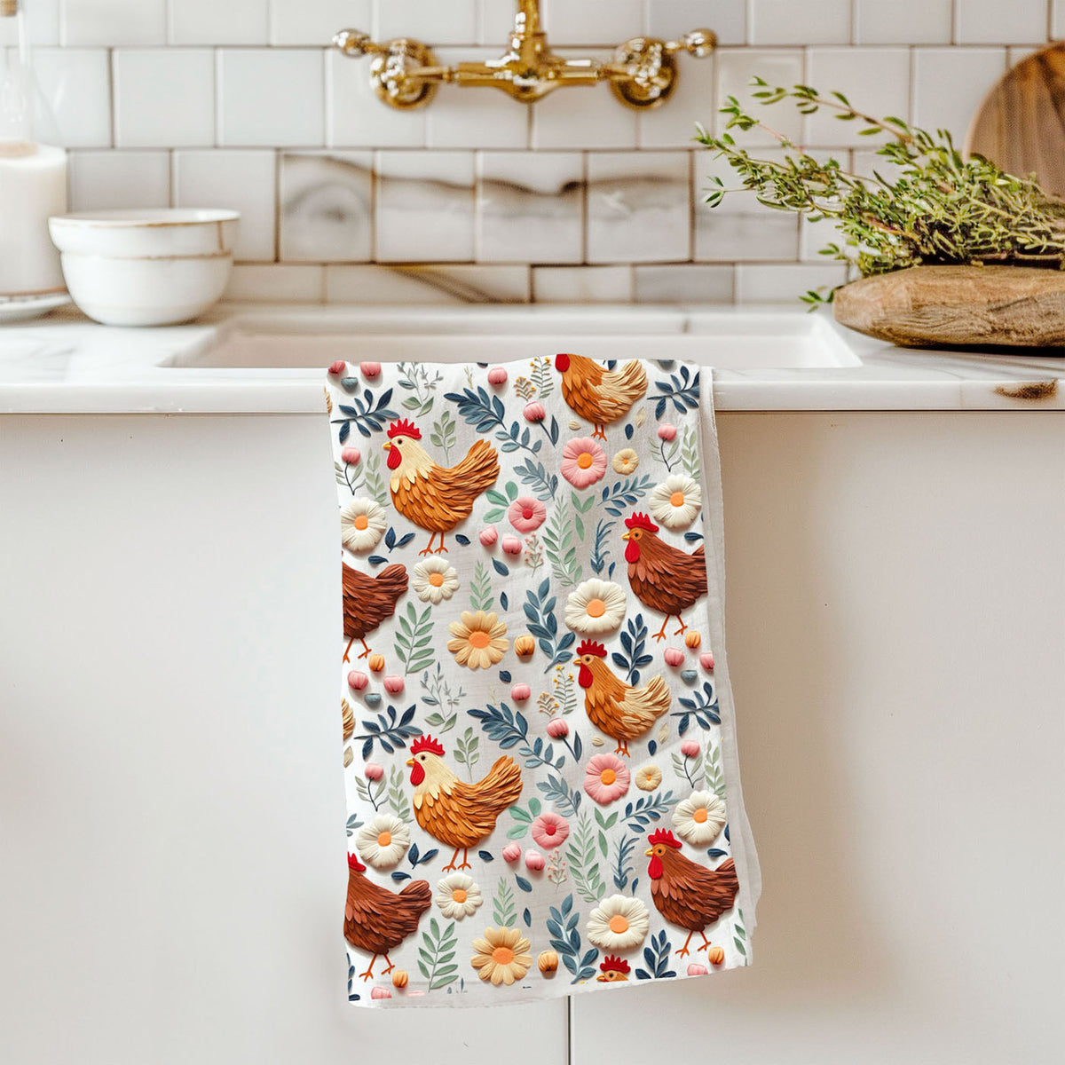 Petals & Peckers Chicken Kitchen Towel