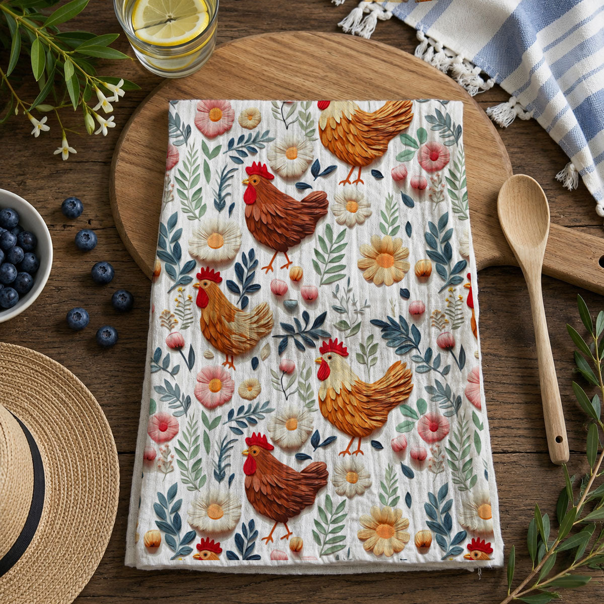Petals & Peckers Chicken Kitchen Towel