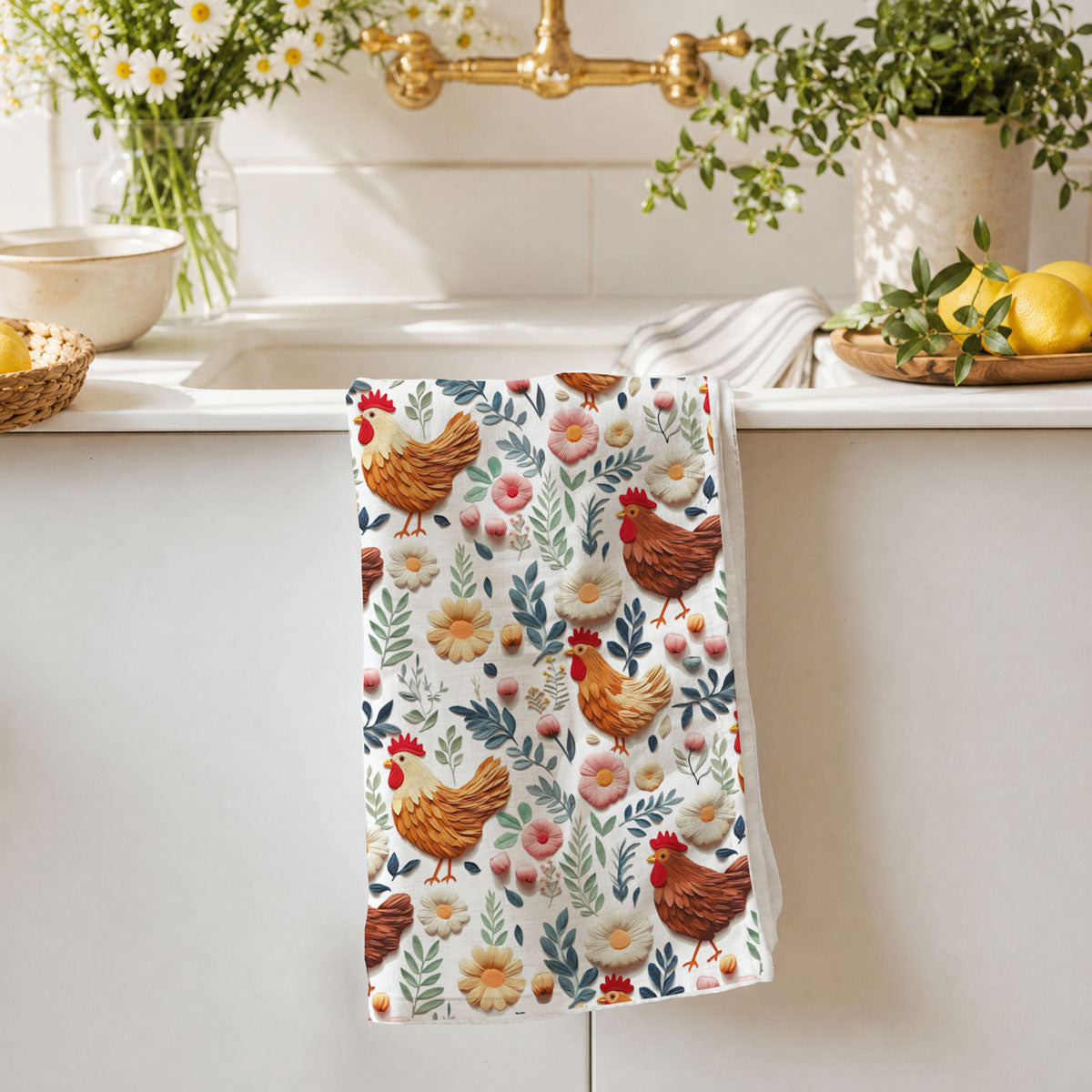 Petals & Peckers Chicken Kitchen Towel