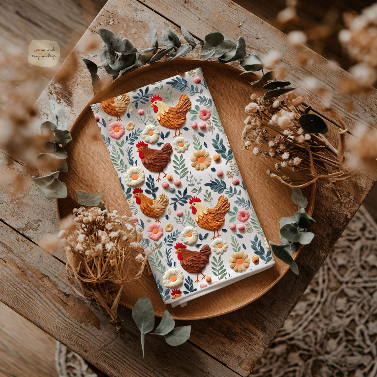 Petals & Peckers Chicken Kitchen Towel