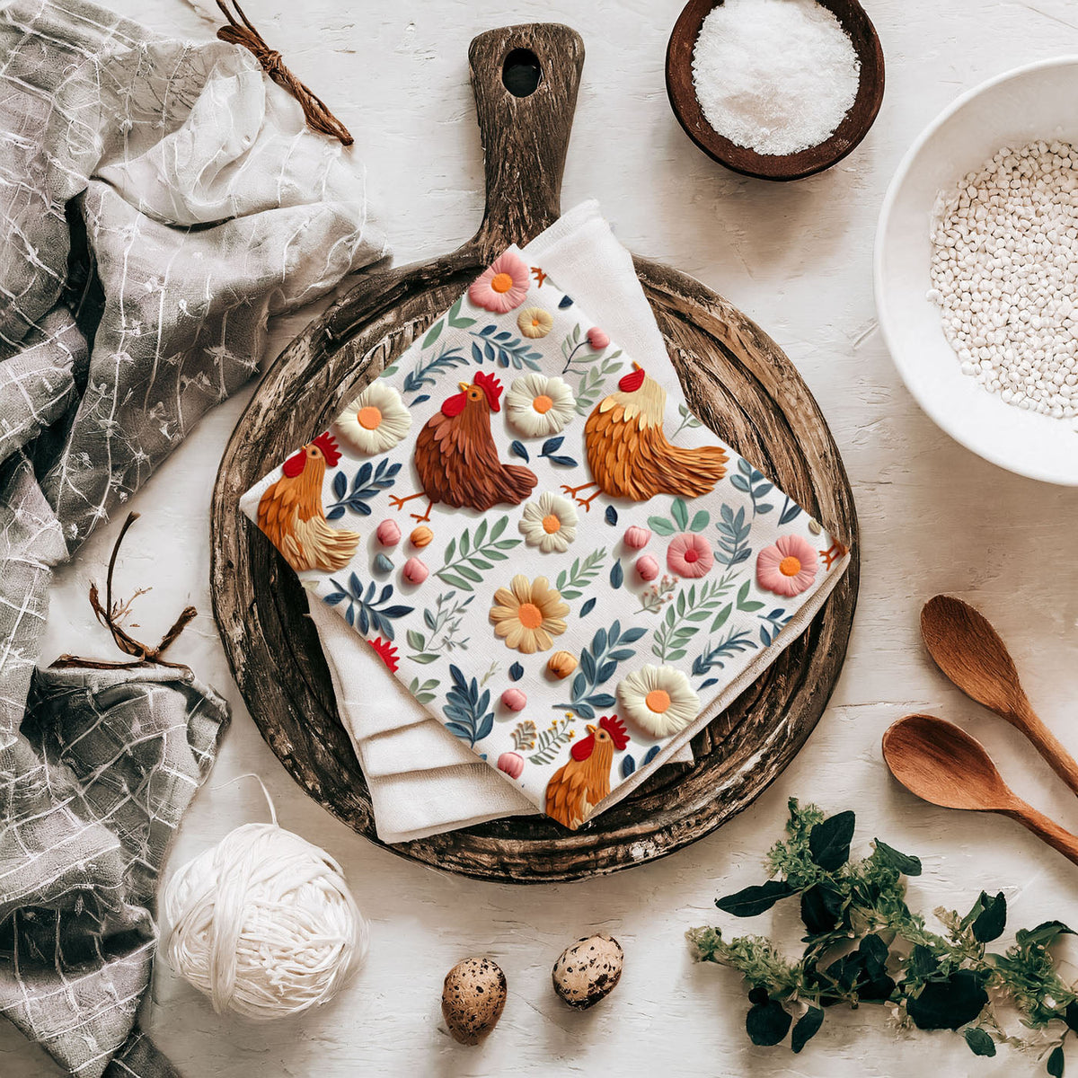 Petals & Peckers Chicken Kitchen Towel